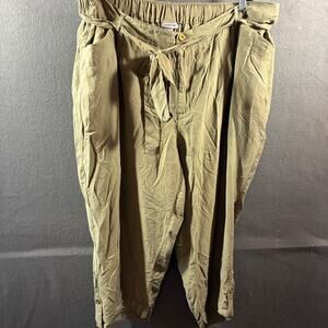 catherines women capri pants 3x green coastal beach vacation boho casual pockets